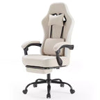 Sedia da ufficio ergonomica Okak con braccioli imbottiti, sedia da gaming con poggiapiedi e supporto lombare, sedia girevole con ruote per casa e ufficio