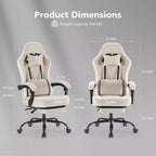 Sedia da ufficio ergonomica Okak con braccioli imbottiti, sedia da gaming con poggiapiedi e supporto lombare, sedia girevole con ruote per casa e ufficio