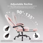Sedia da ufficio ergonomica Okak con braccioli imbottiti, sedia da gaming con poggiapiedi e supporto lombare, sedia girevole con ruote per casa e ufficio