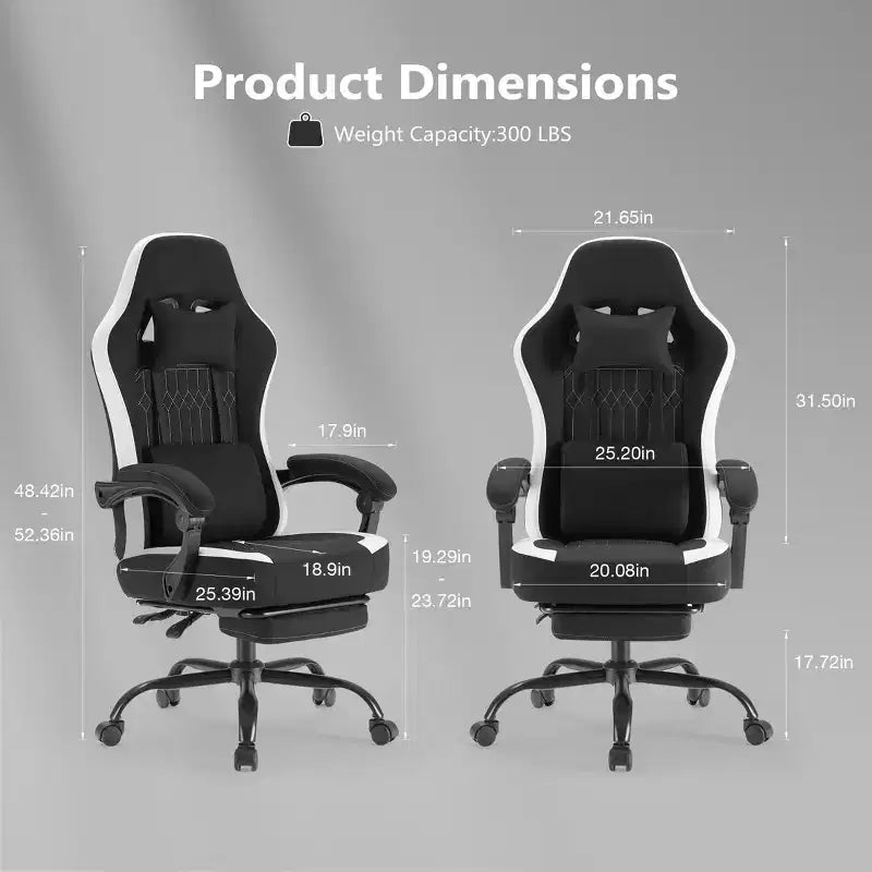 Sedia da ufficio ergonomica Okak con braccioli imbottiti, sedia da gaming con poggiapiedi e supporto lombare, sedia girevole con ruote per casa e ufficio