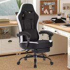 Okak Ergonomic Office Chair with Padding Armrest, Gaming Chair with Footrest and Lumbar Support, Swivel Chair with Wheels for Home, Office
