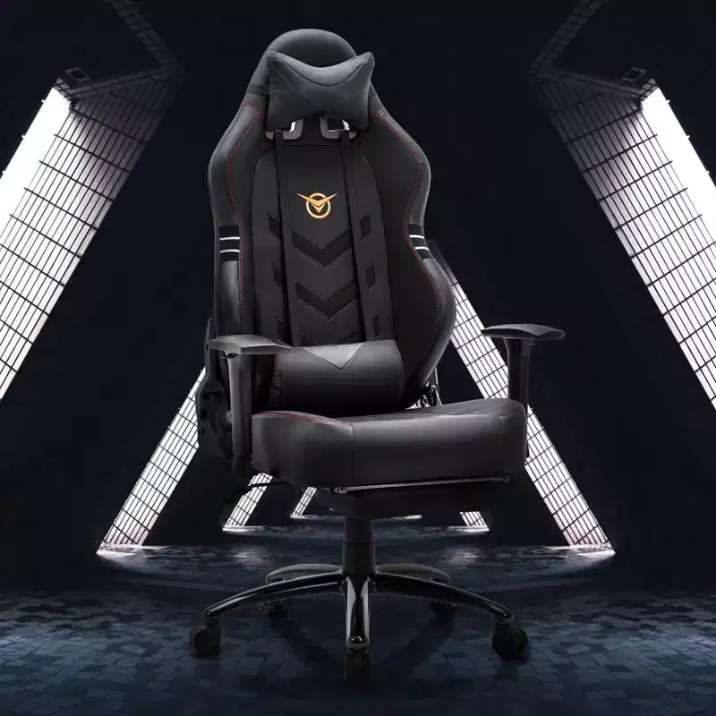 Okak High-Back Ergonomic Gaming Chair with Detachable Neck Pillow, Computer Chair with Padding Seat and Lumbar Support, Comfy Chair for Home, Black