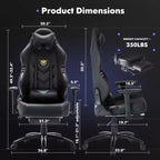 Sedia da Gaming Ergonomica Okak High-Back con Cuscino Cervicale Rimovibile, Sedia da Computer con Seduta Imbottita e Supporto Lombare, Sedia Confortevole per Casa, Nera