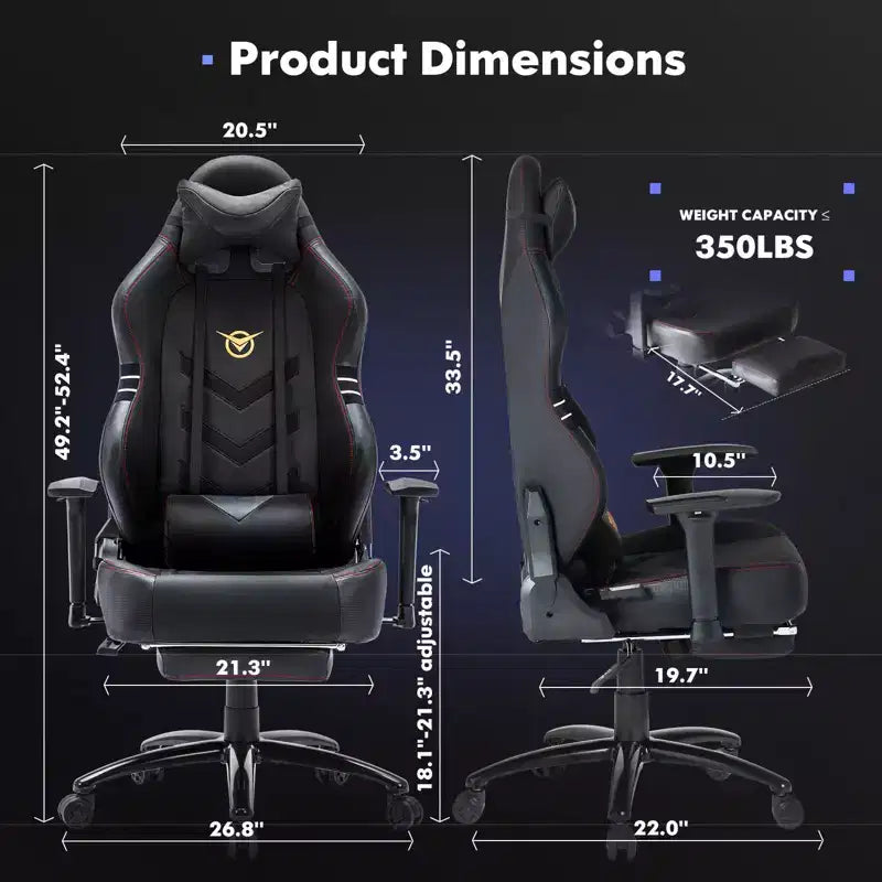 Sedia da Gaming Ergonomica Okak High-Back con Cuscino Cervicale Rimovibile, Sedia da Computer con Seduta Imbottita e Supporto Lombare, Sedia Confortevole per Casa, Nera
