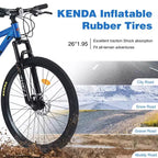 Mountain Bike Whisen 26 con sospensioni, cambio posteriore a 8 velocità, forcella, pneumatici KENDA, doppi freni a disco