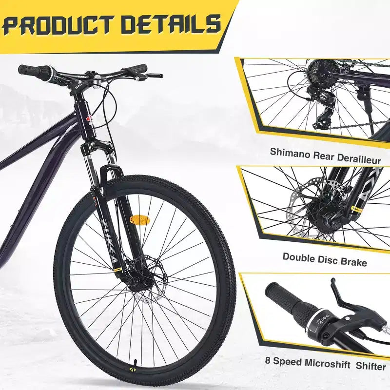 Mountain bike Whisen 27.5 con cambio posteriore a 8 velocità, sospensione anteriore, telaio in acciaio