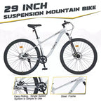 Vélo de montagne Okak 29 pouces à vitesse unique, vélo adulte avec cadre en acier et suspension avant, vélo pour hommes pour les trajets quotidiens, les voyages, la montagne