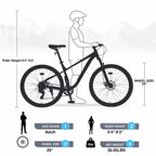 Vélo de montagne Okak 29 pouces à vitesse unique, vélo adulte avec cadre en acier et suspension avant, vélo pour hommes pour les trajets quotidiens, les voyages, la montagne