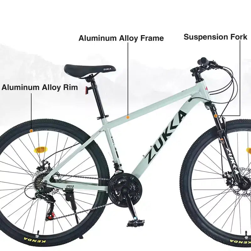 VTT Okak 27,5 pouces avec cadre en alliage d'aluminium, vélo tout-terrain pour enfants avec 21 vitesses et suspension avant, vélo pour enfants et adultes