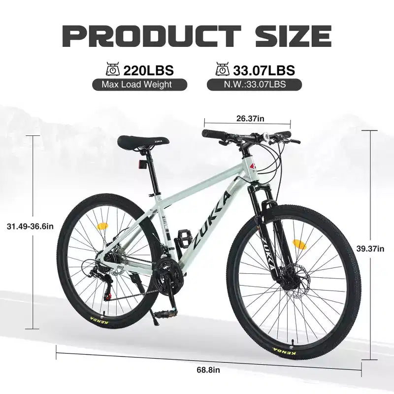VTT Okak 27,5 pouces avec cadre en alliage d'aluminium, vélo tout-terrain pour enfants avec 21 vitesses et suspension avant, vélo pour enfants et adultes