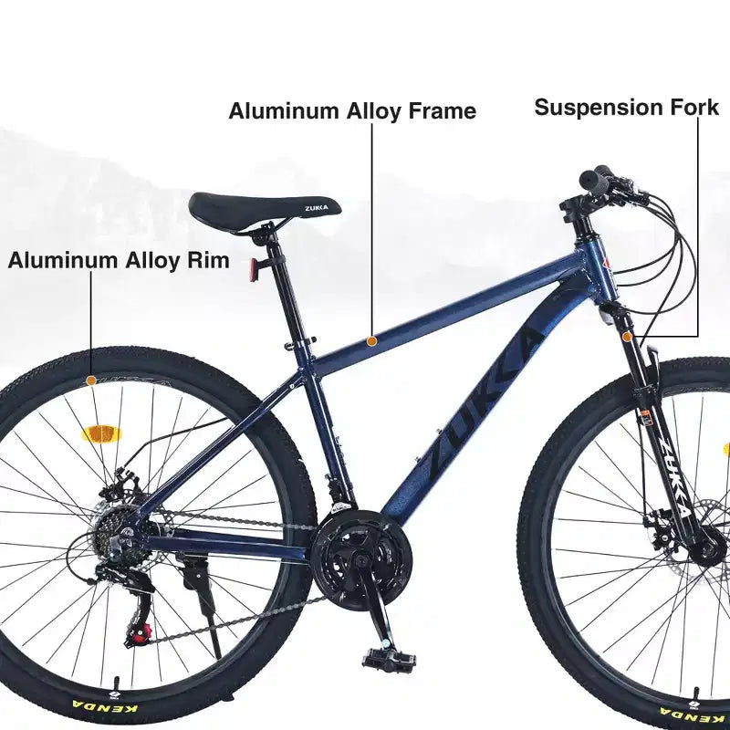 VTT Okak 27,5 pouces avec cadre en alliage d'aluminium, vélo tout-terrain pour enfants avec 21 vitesses et suspension avant, vélo pour enfants et adultes