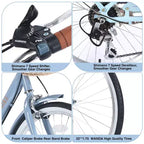 Vélos Cruiser Okak 22" avec panier avant, vélo pour filles avec cadre en acier, freins en V et selles confort, vélo adulte pour filles et femmes