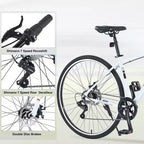 Vélo hybride Okak 700C avec cadre en alliage d'aluminium et freins à double disque, vélo de route à guidon plat, vélo pour adultes pour le cyclisme sur route et les voyages