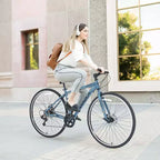 Vélo hybride Okak 700C avec cadre en alliage d'aluminium et freins à double disque, vélo de route à guidon plat, vélo pour adultes pour le cyclisme sur route et les voyages