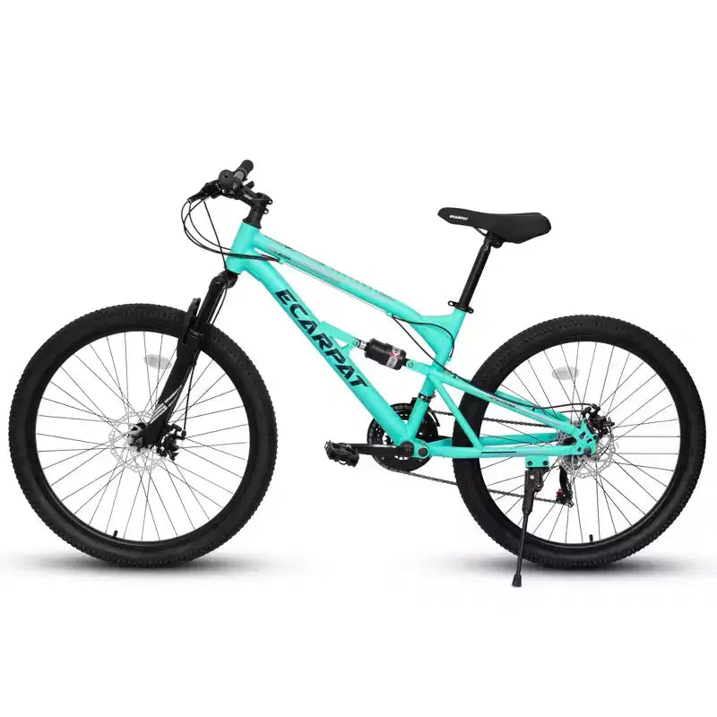 VTT Okak 26 pouces avec amortisseurs avant et arrière, 21 vitesses, cadre en acier, vélo homme pour adolescents et adultes, bleu