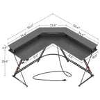 Greenstell Bureau en L de 128 cm – Surface en fibre de carbone avec lumière LED et prises de courant, table de gamer avec support d'écran et crochet pour casque