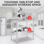 Tavolo da preparazione e lavoro in acciaio inossidabile COZONY con alzatina, tavolo commerciale resistente con ripiano inferiore regolabile per cucina, ristorante, attività commerciale