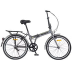 Vélo pliant Okak 24 pouces avec garde-boue et double frein en V, vélo de ville avec cadre en acier et porte-bagages, vélos de croisière pour hommes et femmes