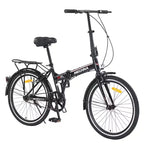 Vélo pliant Okak 24 pouces avec garde-boue et double frein en V, vélo de ville avec cadre en acier et porte-bagages, vélos de croisière pour hommes et femmes