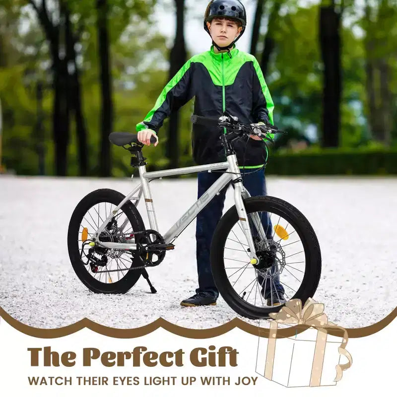 Vélo enfant Okak 20" avec 7 vitesses et cadre en acier, vélo enfant avec double freins à disque et pneus de 1,75", vélos cruiser pour garçons et filles