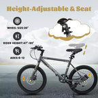 Vélo enfant Okak 20" avec 7 vitesses et cadre en acier, vélo enfant avec double freins à disque et pneus de 1,75", vélos cruiser pour garçons et filles