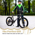 Vélo enfant Okak 20" avec 7 vitesses et cadre en acier, vélo enfant avec double freins à disque et pneus de 1,75", vélos cruiser pour garçons et filles