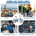 Vélo Pliant Okak 20 pouces avec Cadre Léger en Aluminium, Vélo de Ville 7 Vitesses avec Selle et Guidon Réglables pour les Trajets Urbains, Bleu