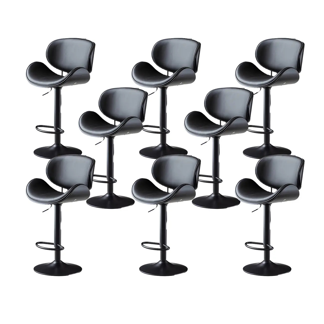 Sgabello da bar girevole e regolabile in pelle arcuato verde nerastro