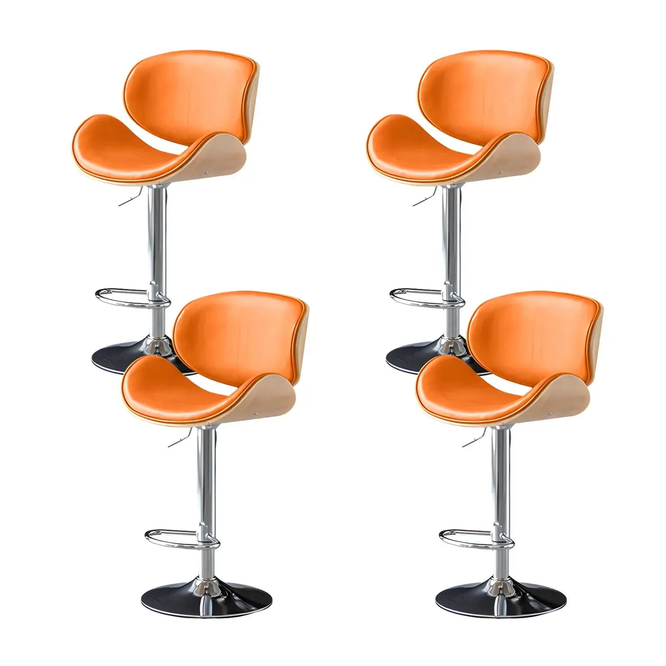 Sgabello da bar girevole e regolabile in pelle arcuato verde nerastro