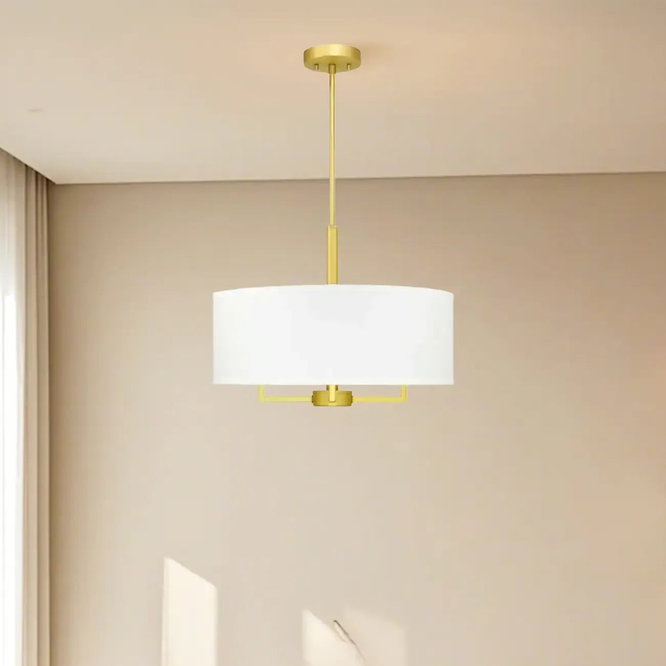 Lustres tambour modernes en tissu avec une élégante finition dorée
