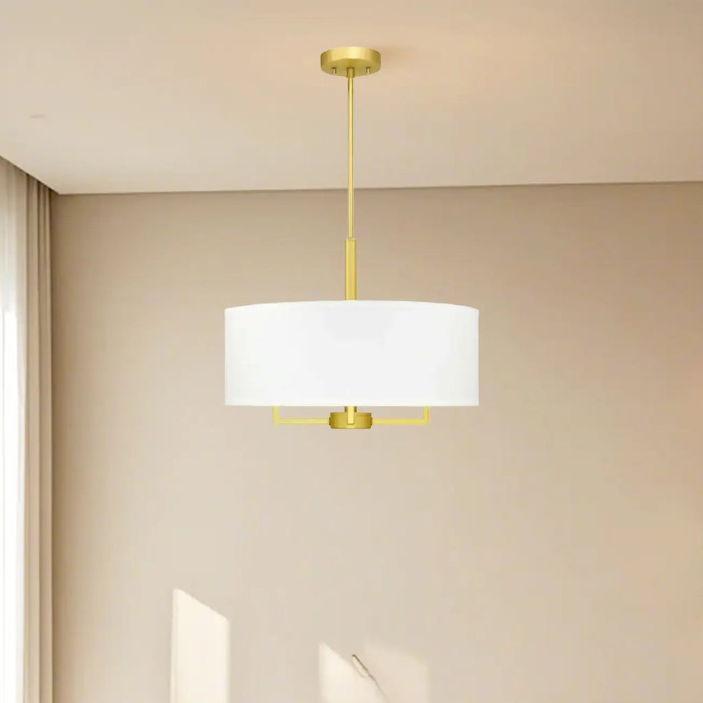 Lustres tambour modernes en tissu avec une élégante finition dorée