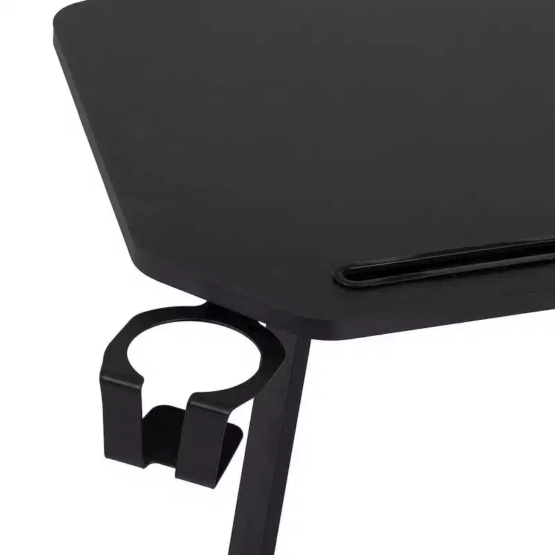 Bureau de jeu avec étagère et porte-accessoires, noir