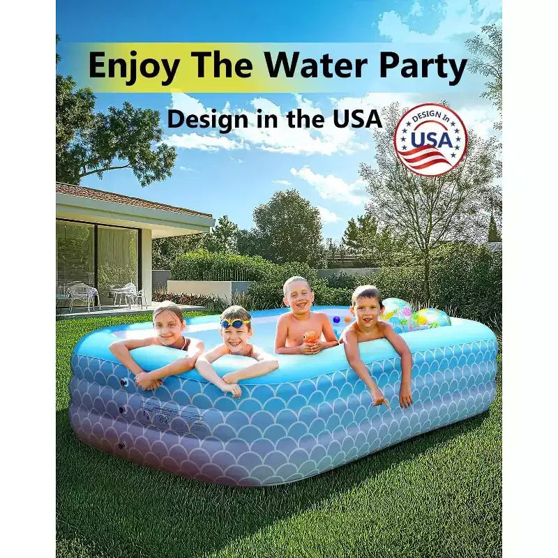 Piscine Gonflable Familiale Sunrio 120 x 72 x 22 Grande Piscine de Jardin pour Enfants et Adultes