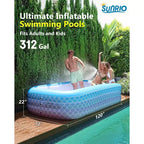 Piscine Gonflable Familiale Sunrio 120 x 72 x 22 Grande Piscine de Jardin pour Enfants et Adultes