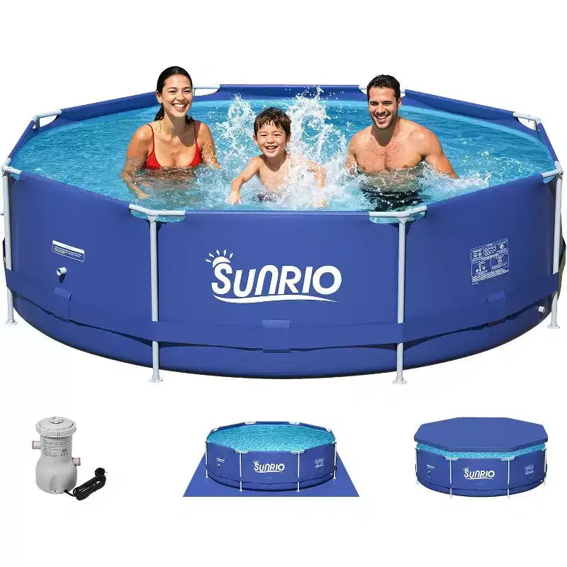 Sunrio 10' x 30 Round Framed Above Ground Pool  Includes 530 GPH Filter Pump & Cover