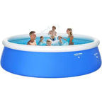 Sunrio Inflatable Above Ground Pool  Round Family Pool for Backyard Fun Blue