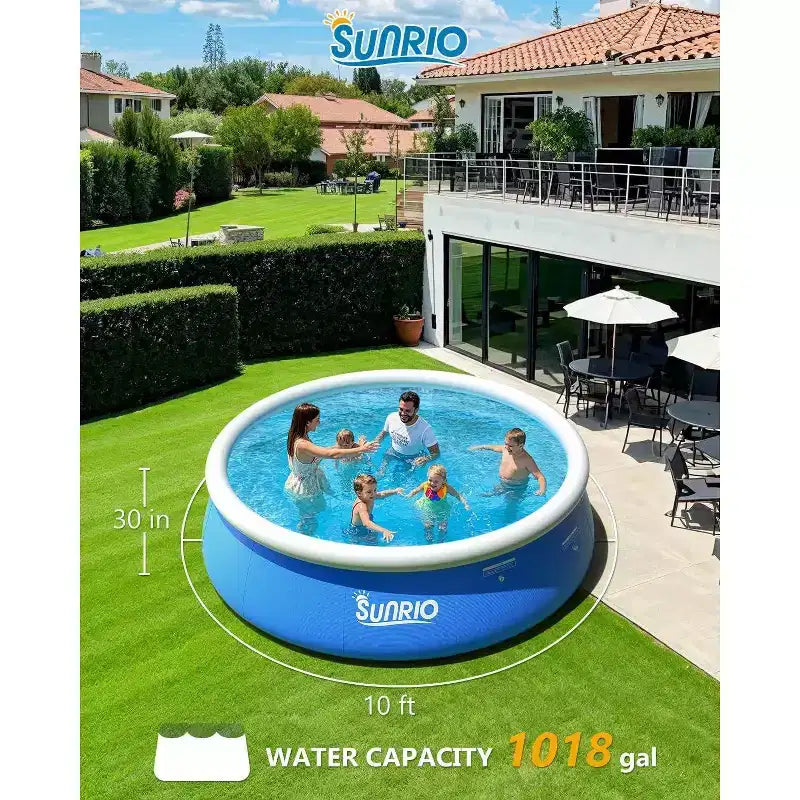 Piscine Gonflable Sunrio Hors Sol Piscine Familiale Ronde pour S'amuser dans le Jardin Bleu