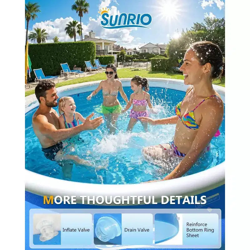 Piscine Gonflable Sunrio Hors Sol Piscine Familiale Ronde pour S'amuser dans le Jardin Bleu