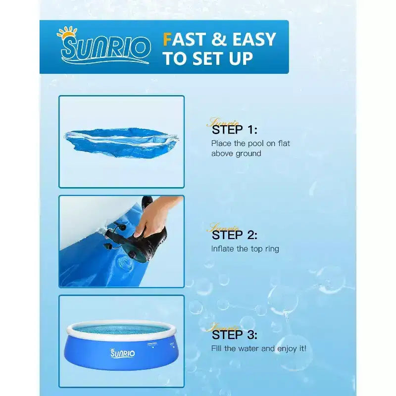 Piscine Gonflable Sunrio Hors Sol Piscine Familiale Ronde pour S'amuser dans le Jardin Bleu