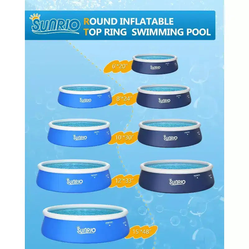 Piscine Gonflable Sunrio Hors Sol Piscine Familiale Ronde pour S'amuser dans le Jardin Bleu