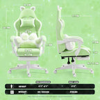 Chaise de jeu pivotante Okak Modern Cute Cat avec coussin lombaire patte, chaise d'ordinateur ergonomique haute pour adultes
