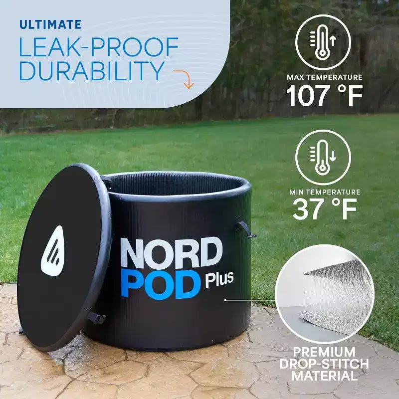 LifePro NordPod Plus Bain froid XL 300 litres, Bain de glace portable, Baignoire gonflable pour l'eau froide pour athlètes, Récupération intérieure et extérieure