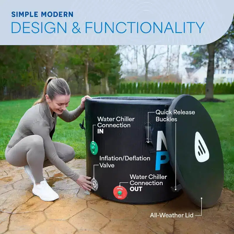 LifePro NordPod Plus Bain froid XL 300 litres, Bain de glace portable, Baignoire gonflable pour l'eau froide pour athlètes, Récupération intérieure et extérieure