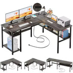 Besiost Scrivania a L da 47 pollici con contenitore, presa di corrente, porte USB, scrivania reversibile