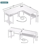 Besiost Scrivania a L da 47 pollici con contenitore, presa di corrente, porte USB, scrivania reversibile