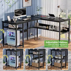 Besiost Scrivania a L da 47 pollici con contenitore, presa di corrente, porte USB, scrivania reversibile