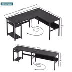 Besiost Scrivania a L da 47 pollici con contenitore, presa di corrente, porte USB, scrivania reversibile