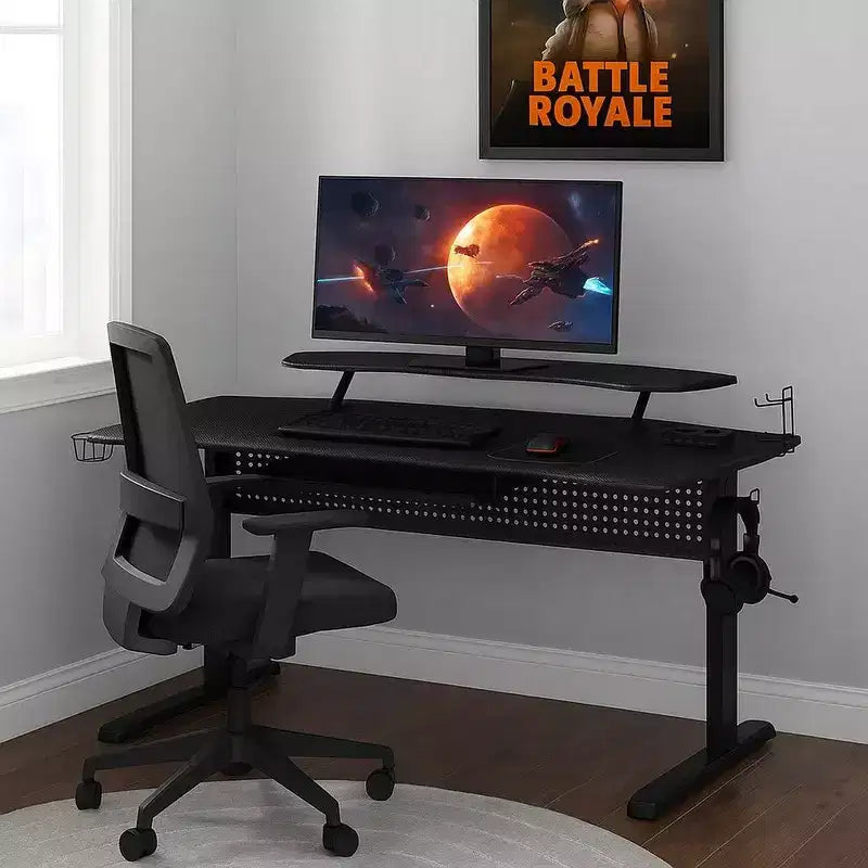 Table de jeu Royal Hampton avec port USB et support de casque, noir