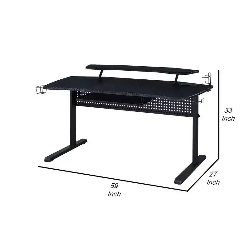 Table de jeu Royal Hampton avec port USB et support de casque, noir