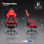 RSPGAME Sedia da Gaming Ergonomica di Base per Adulti, Sedie da Ufficio in Pelle PU con Supporto Lombare Vibrante e Poggiapiedi Retrattile, Sedie per Computer per la Casa